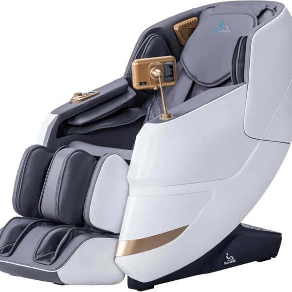 MassaMAX MT339 4D Massage Chair, Full Body Shiatsu Recliner with Electric Extendable Footrest, Zero Gravity, SL Track, Deep Yoga Stretch, 15 Modes, Foot Rollers, and Heating (Space White) Visit the MassaMAX Store