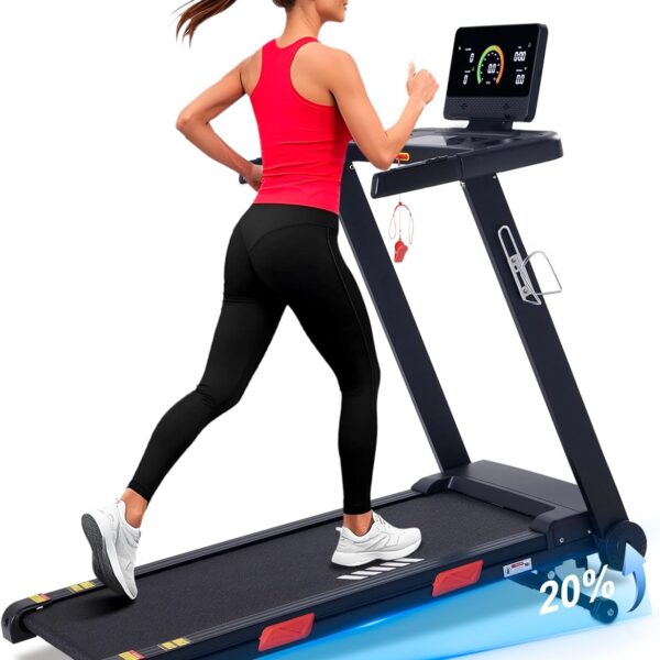 Auto Incline Treadmill, 20% Incline, 3.0HP, 10 MPH Running Machine, 18.5" Wide Belt, 350 lbs Capacity, Treadmill for Home with Bluetooth App Visit the Ateedge Store