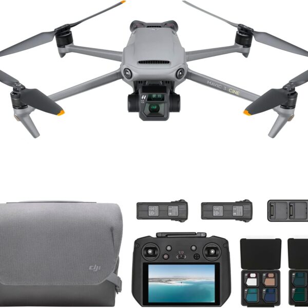 DJI Mavic 3 Cine Premium Combo, Drone with 4/3 CMOS Hasselblad Camera, 5.1K Video, Omnidirectional Obstacle Sensing, 46 Mins Flight, 15km Video Transmission, with DJI RC Pro, Two Extra Batteries Visit the DJI Store