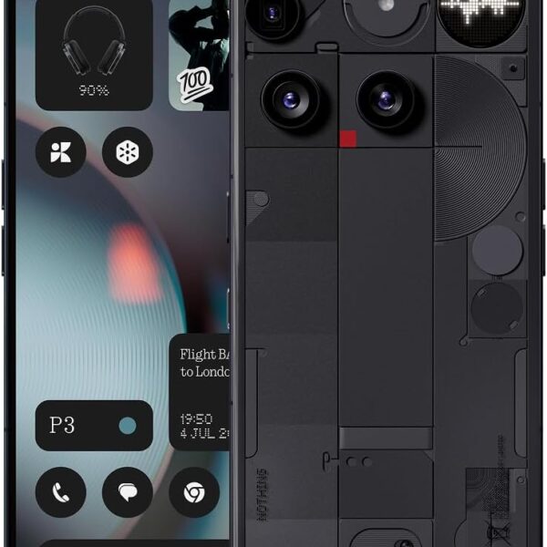 Nothing Phone (3) Cell Phone, 2025 New 5G Unlocked Phones 512GB, Android 15, Snapdragon 8s Gen4, AI Mobile Phones with Four 50MP Cameras & AMOLED Display, 5150mAh, Glyph Interface, Smartphone Black