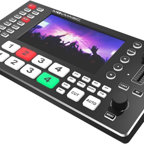 MOVMAGIC M4 5.5 Inch 2HDMI(4K/60P) Input 5CH Video switcher with 4HDMI&1USB Input,USB 3.1 Stream,Landscape&Portrait,Recording & Replay,Support PTZ/USB/SD.